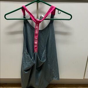 Gray Racerback Tank with Pink 'Just Do It' Strap